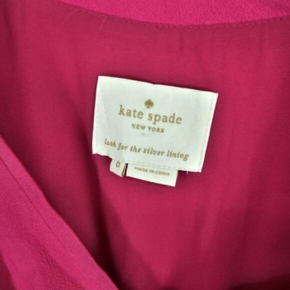 Kate Spade Fluid Crepe Frill Dress Bright Pink Size 0 - Picture 10 of 10